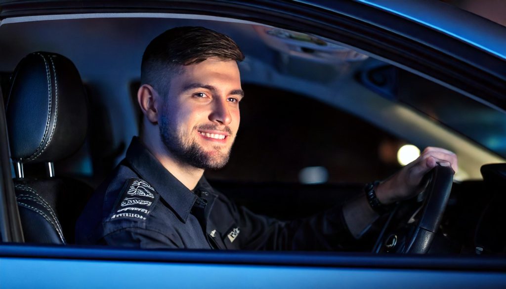 beveiliger in de auto