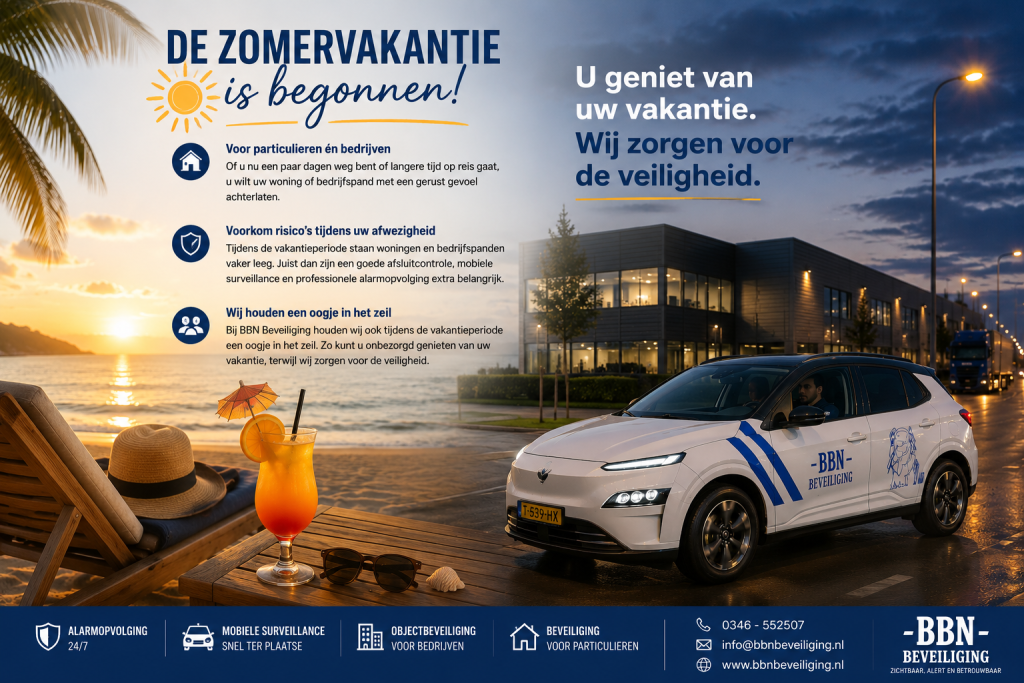BBN Beveiliging surveillanceauto rijdt tijdens een avondsurveillance door een woonwijk