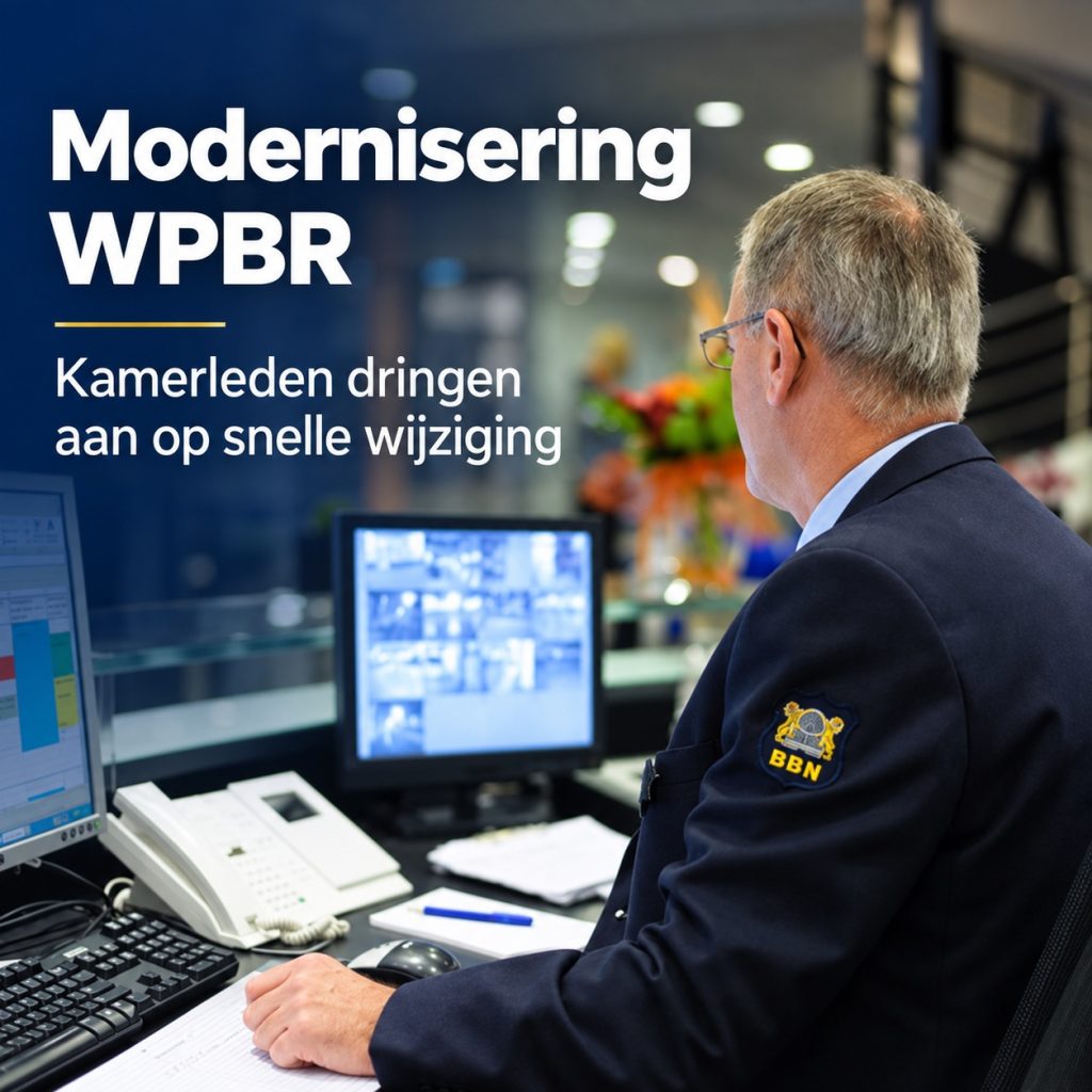 BBN-beveiliger achter een beveiligingsbalie bij bericht over modernisering van de WPBR