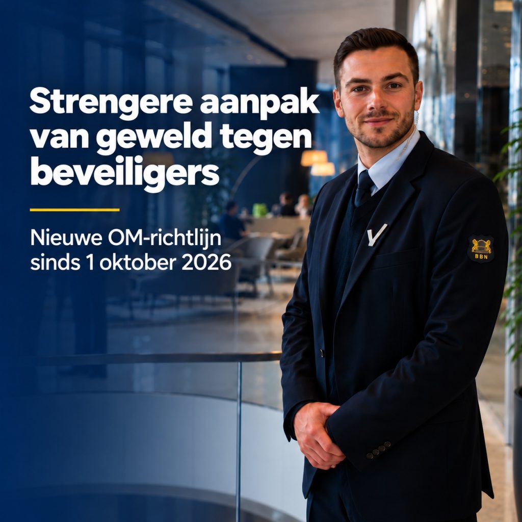 BBN-beveiliger in een kantoorgebouw bij een bericht over de strengere aanpak van geweld tegen beveiligers